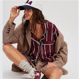 Free People We The Free Rorie Shirt Mahogany